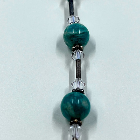 Vintage 925 Silver, Swarovski Crystal, Glass Bead & 925 Silver Bead Bracelet - Picture 5 of 7